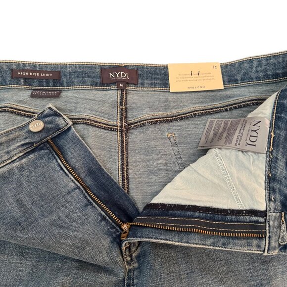 NYDJ High Rise Long Skirt Center Front Slit Women's Blue Denim, Size 16 NWT - Picture 4 of 10
